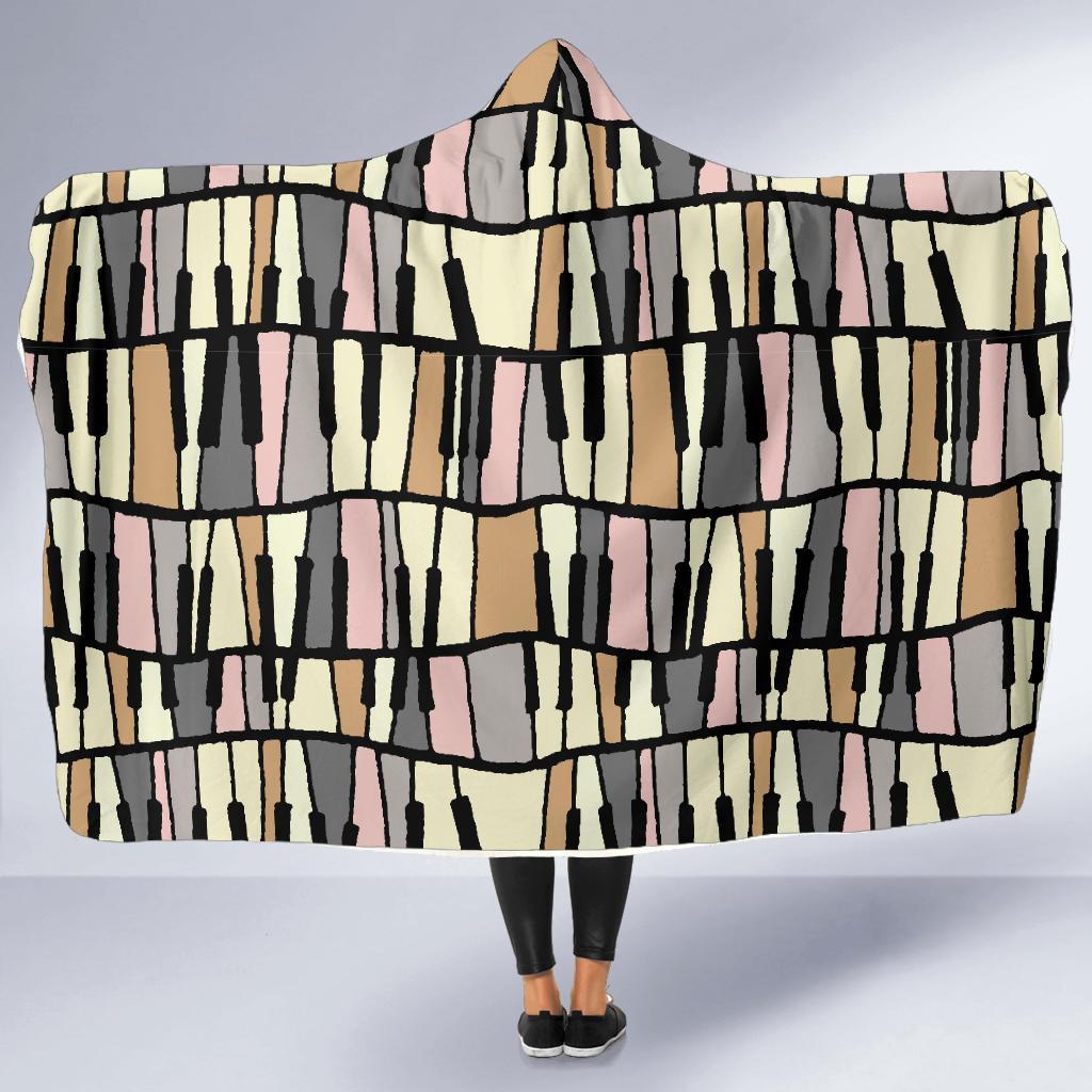 Piano Print Pattern Hooded Blanket-grizzshop