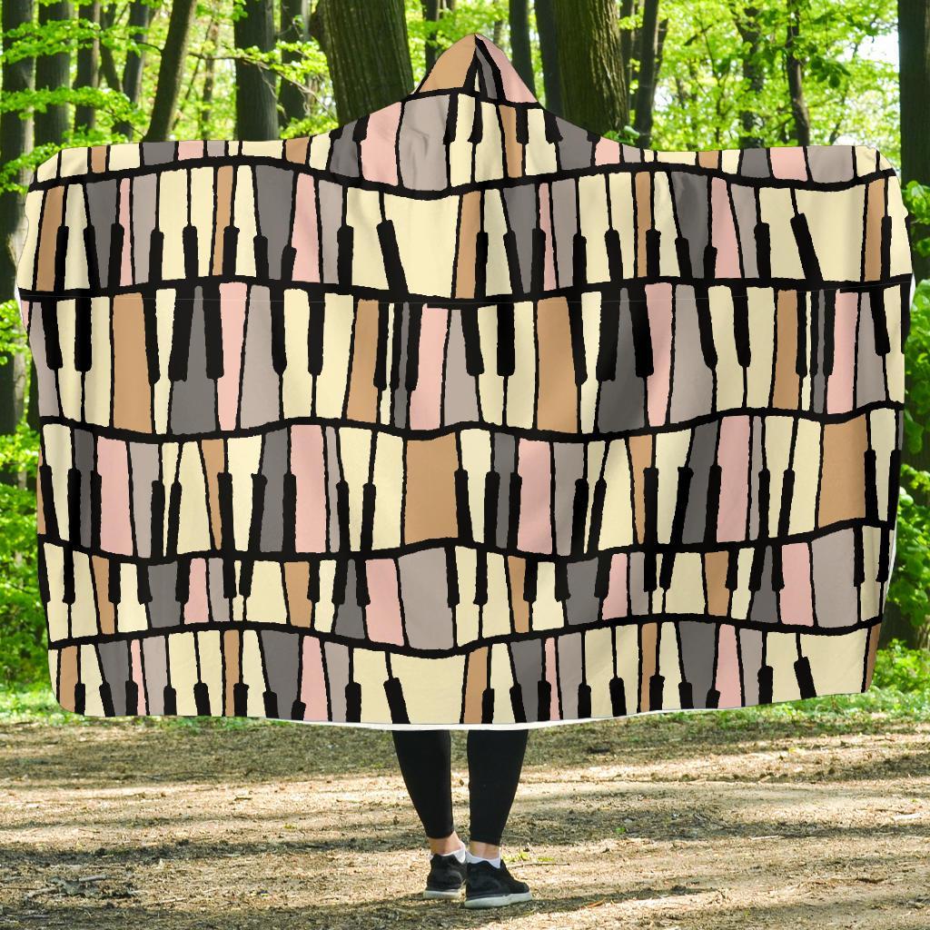 Piano Print Pattern Hooded Blanket-grizzshop