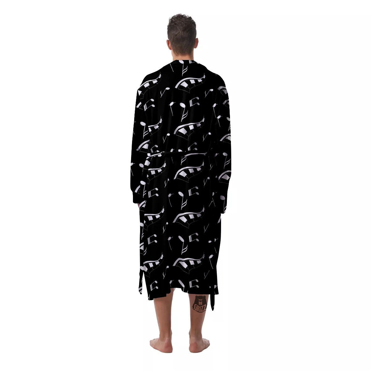 Piano Print Pattern Men's Robe-grizzshop