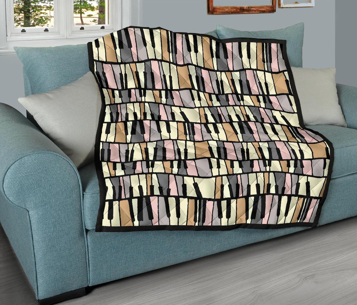 Piano Print Pattern Quilt-grizzshop