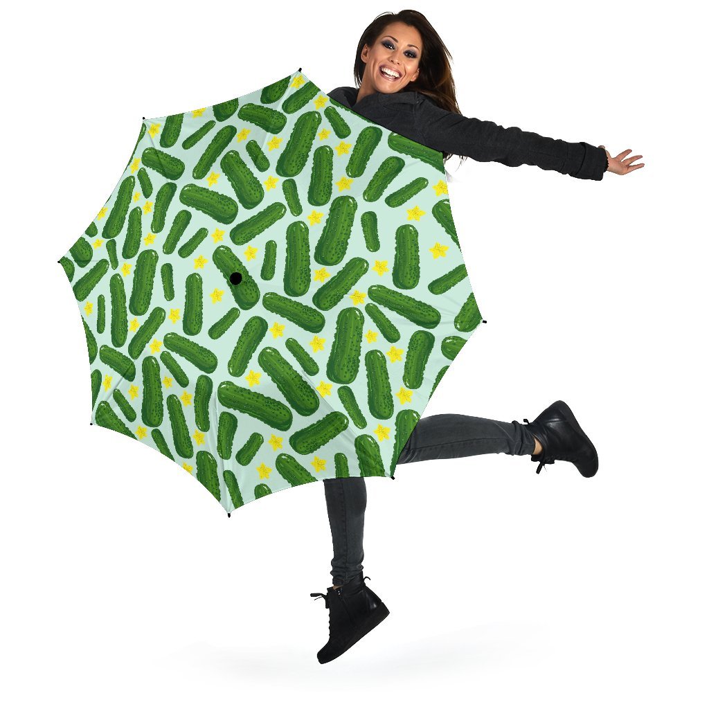 Pickle Cucumber Pattern Print Automatic Foldable Umbrella-grizzshop