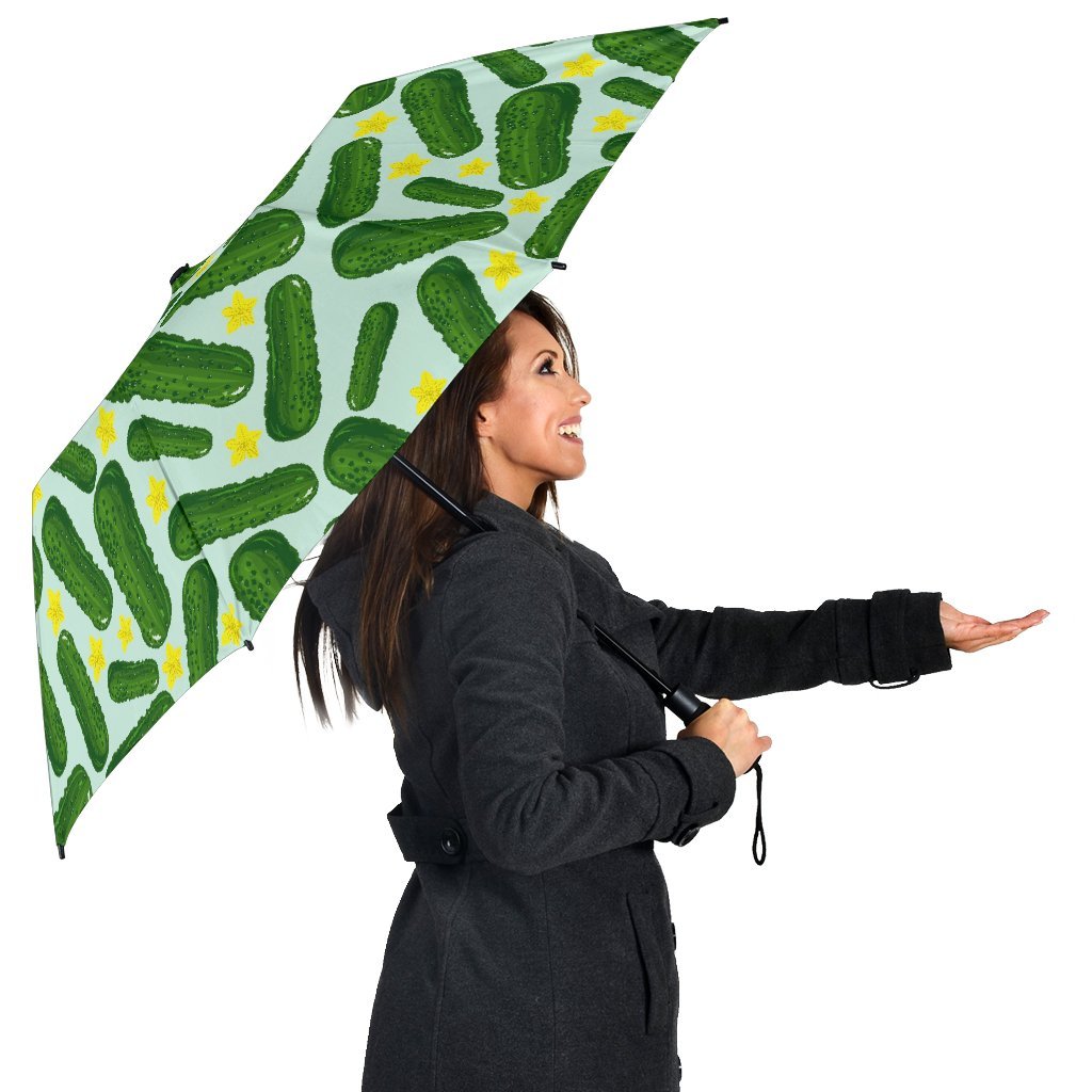 Pickle Cucumber Pattern Print Automatic Foldable Umbrella-grizzshop