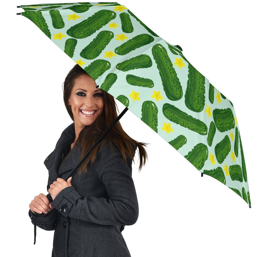 Pickle Cucumber Pattern Print Automatic Foldable Umbrella-grizzshop