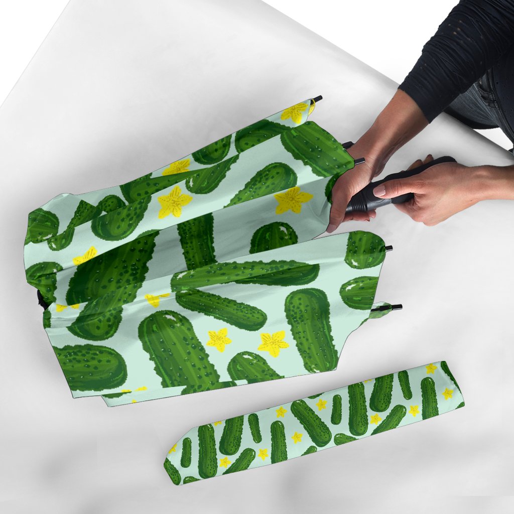 Pickle Cucumber Pattern Print Automatic Foldable Umbrella-grizzshop