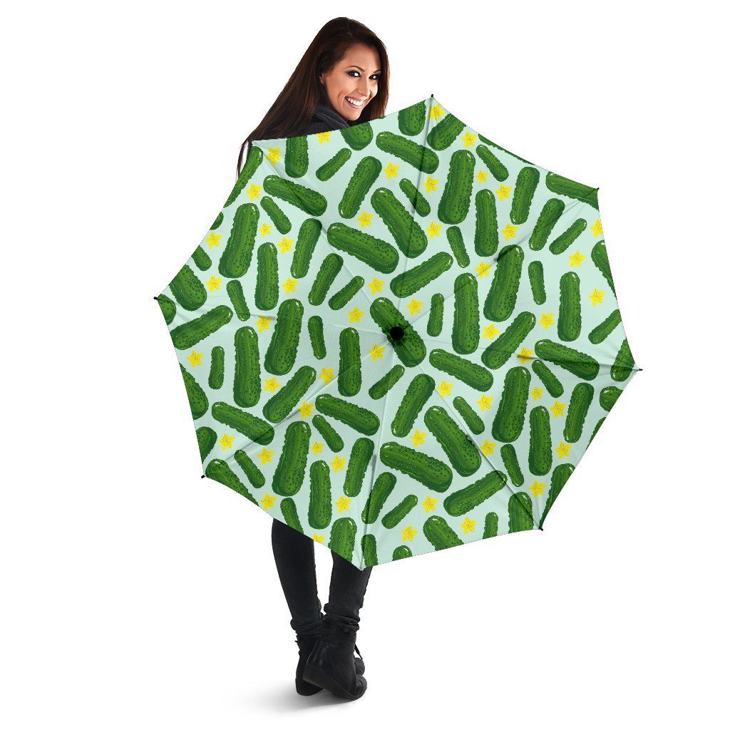 Pickle Cucumber Pattern Print Automatic Foldable Umbrella-grizzshop