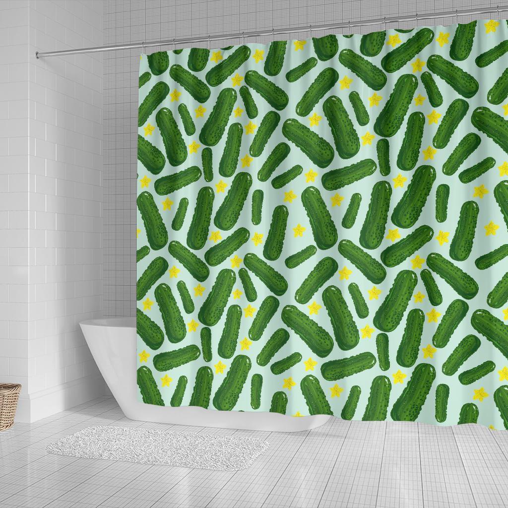 Pickle Cucumber Pattern Print Bathroom Shower Curtain-grizzshop