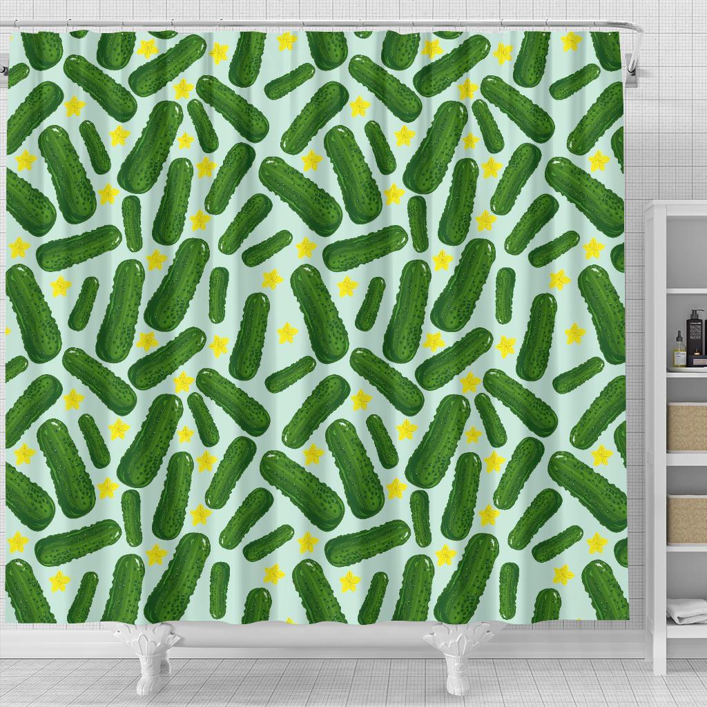 Pickle Cucumber Pattern Print Bathroom Shower Curtain-grizzshop