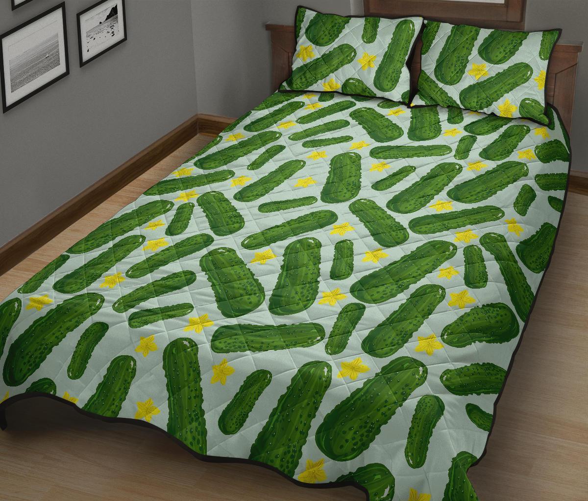 Pickle Cucumber Pattern Print Bed Set Quilt-grizzshop