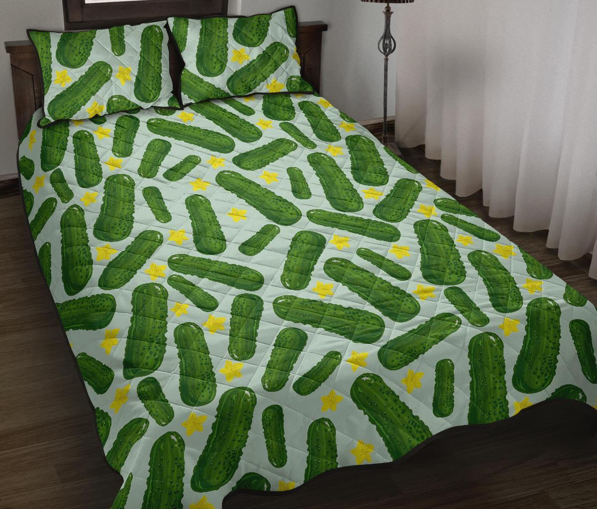 Pickle Cucumber Pattern Print Bed Set Quilt-grizzshop