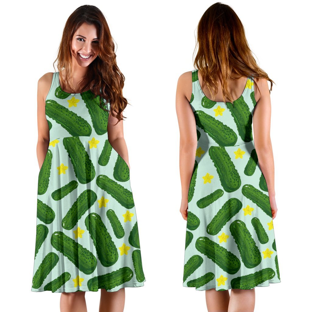 Pickle Cucumber Pattern Print Dress-grizzshop