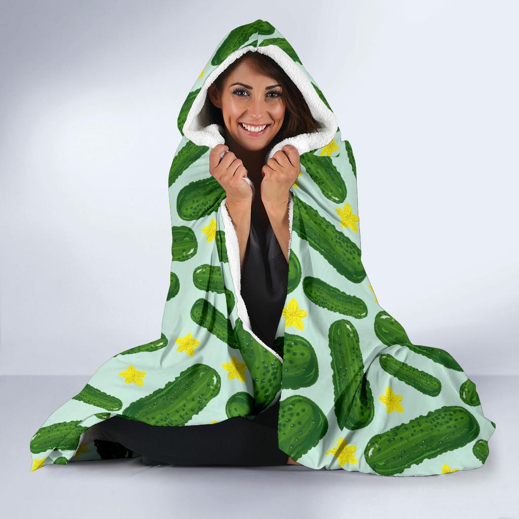 Pickle Cucumber Pattern Print Hooded Blanket-grizzshop