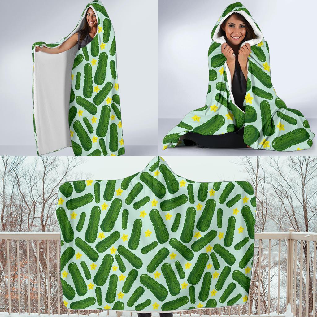 Pickle Cucumber Pattern Print Hooded Blanket-grizzshop