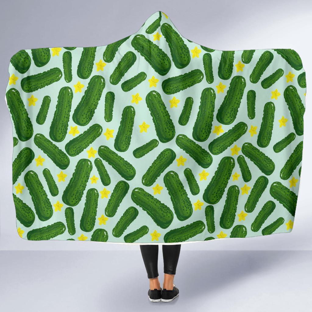 Pickle Cucumber Pattern Print Hooded Blanket-grizzshop