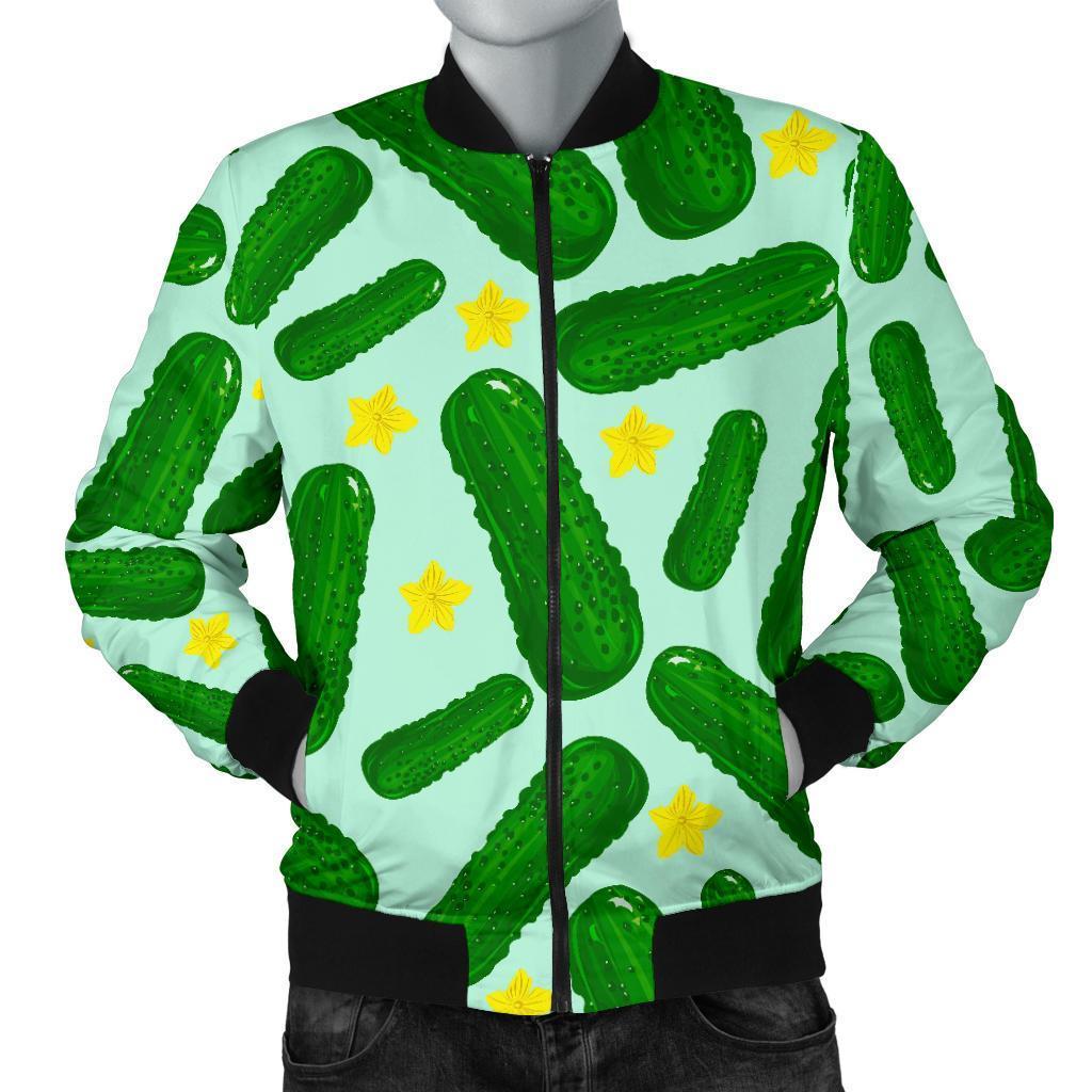 Pickle Cucumber Pattern Print Men's Bomber Jacket-grizzshop