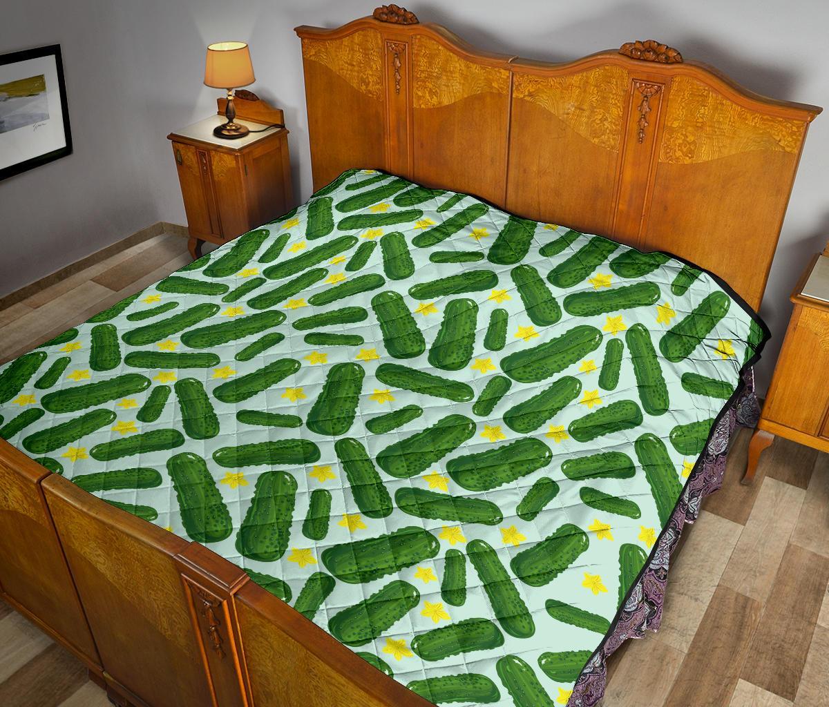 Pickle Cucumber Pattern Print Quilt-grizzshop