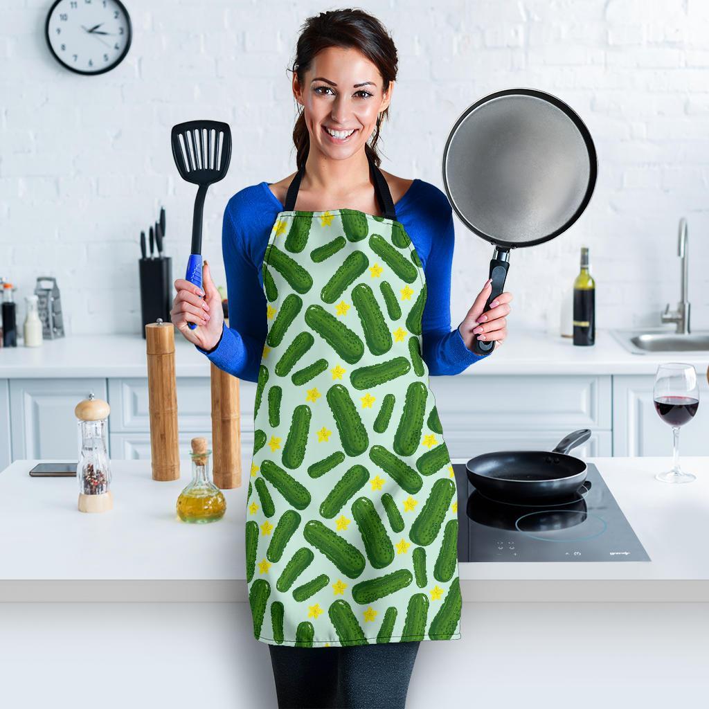 Pickle Cucumber Pattern Print Women's Apron-grizzshop