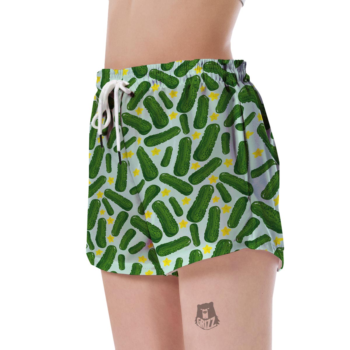 Pickle Cucumber Pattern Print Women's Shorts-grizzshop