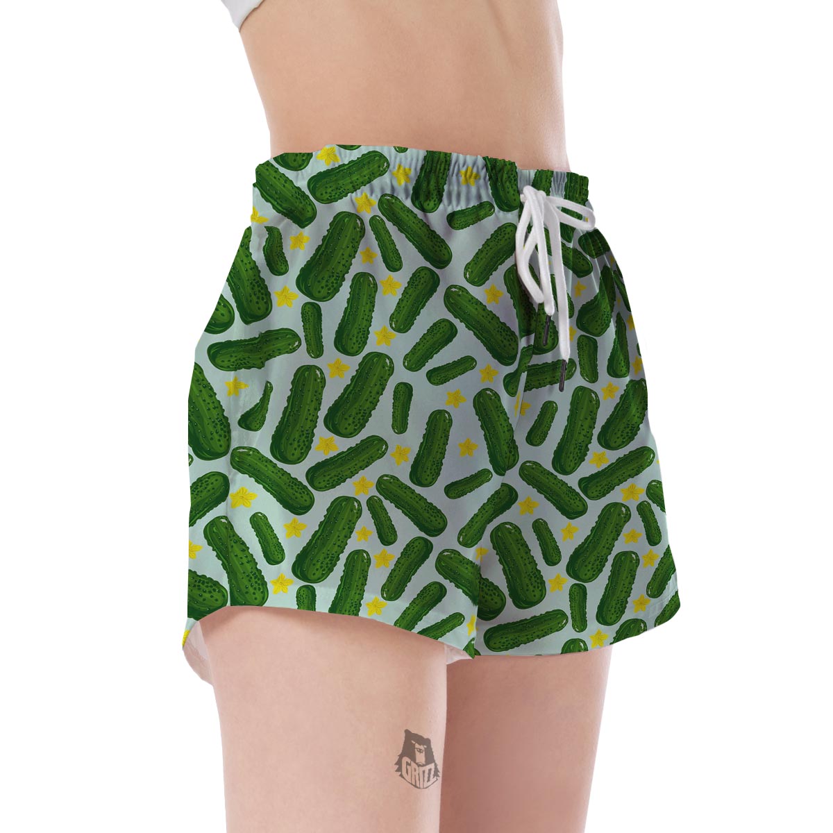 Pickle Cucumber Pattern Print Women's Shorts-grizzshop