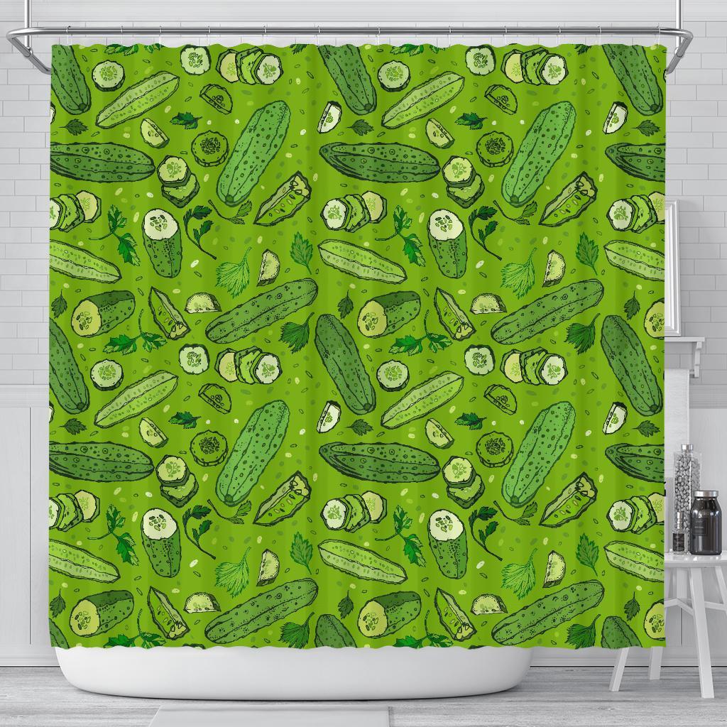 Pickle Cucumber Print Pattern Bathroom Shower Curtain-grizzshop