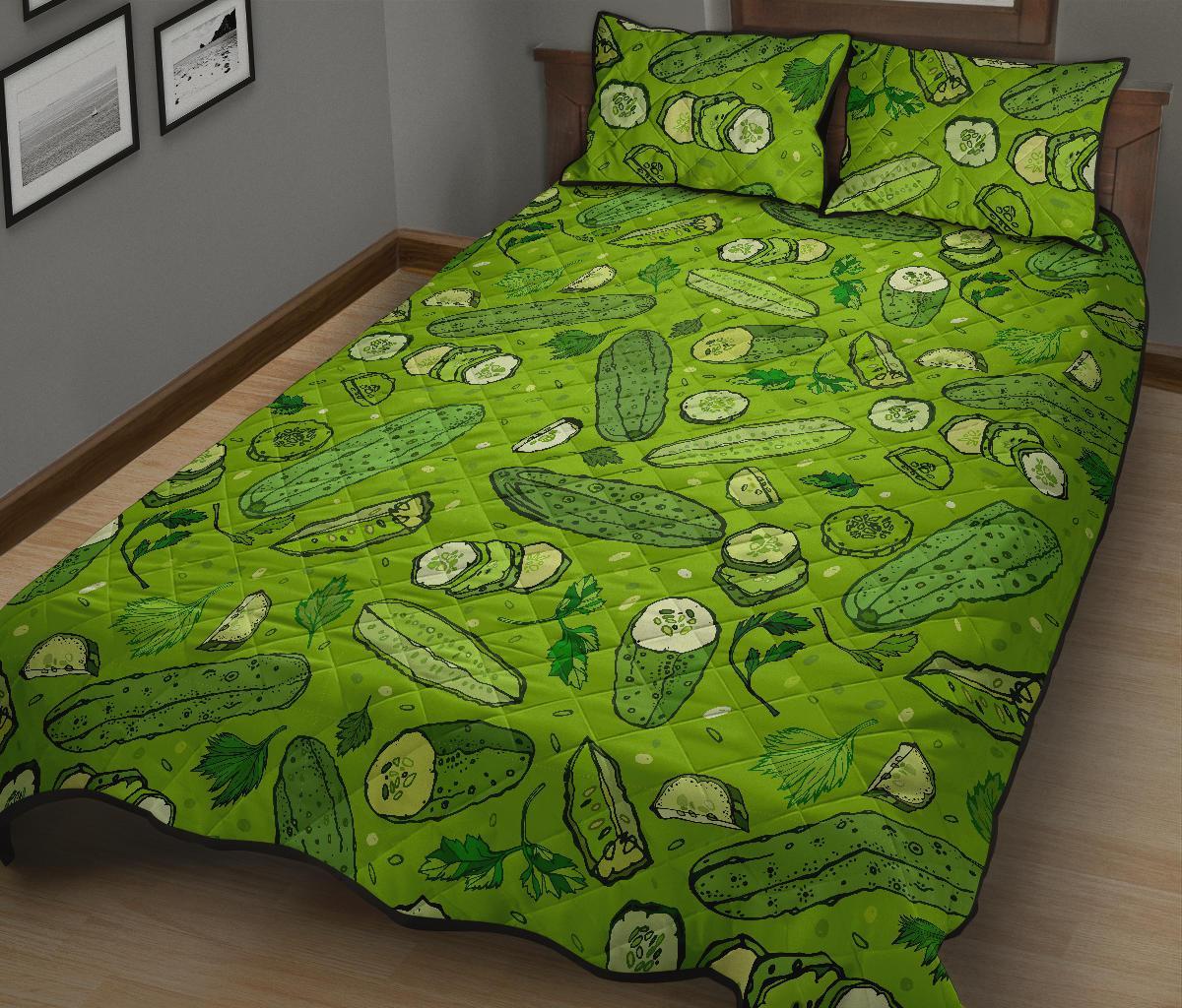 Pickle Cucumber Print Pattern Bed Set Quilt-grizzshop