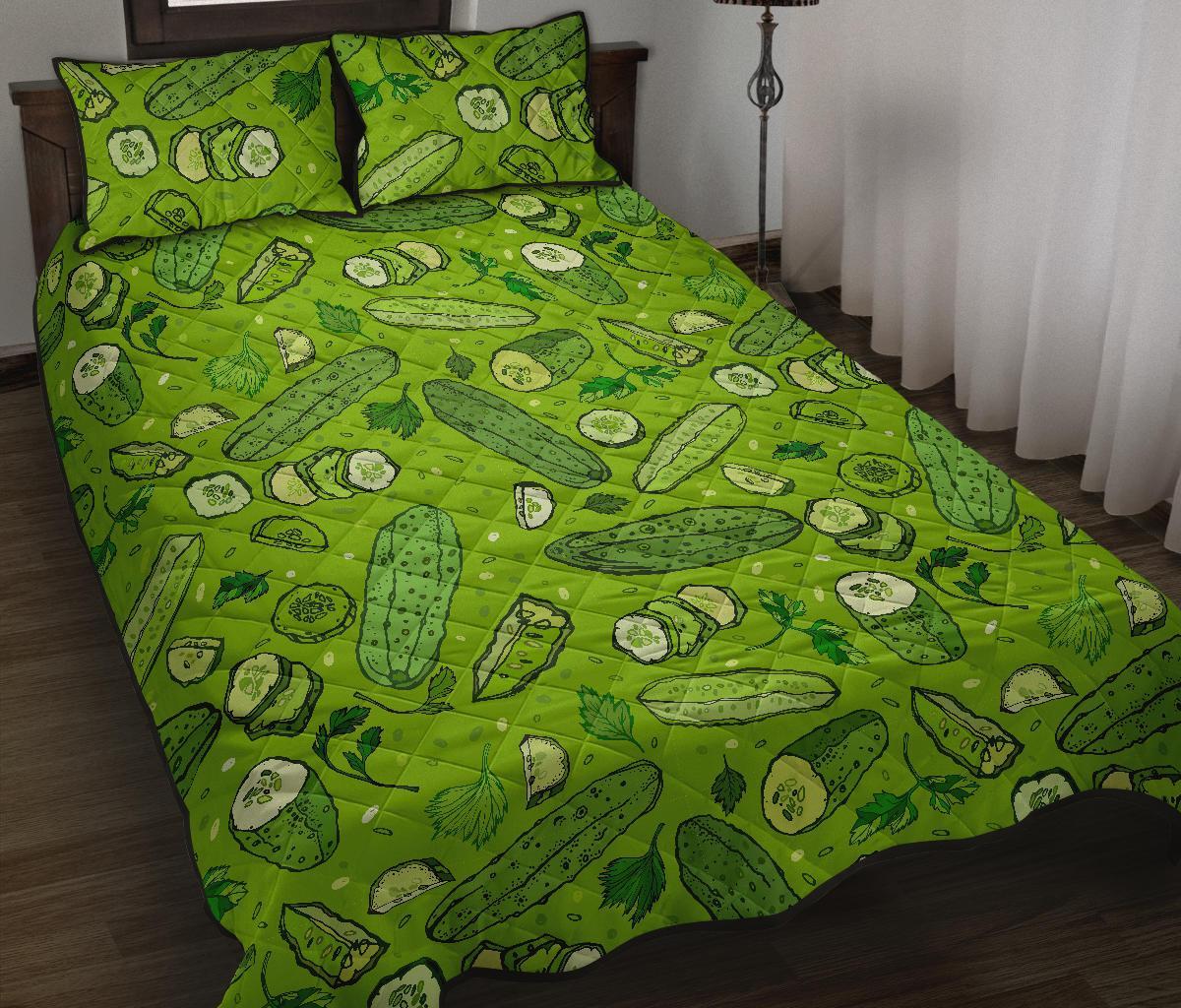 Pickle Cucumber Print Pattern Bed Set Quilt-grizzshop