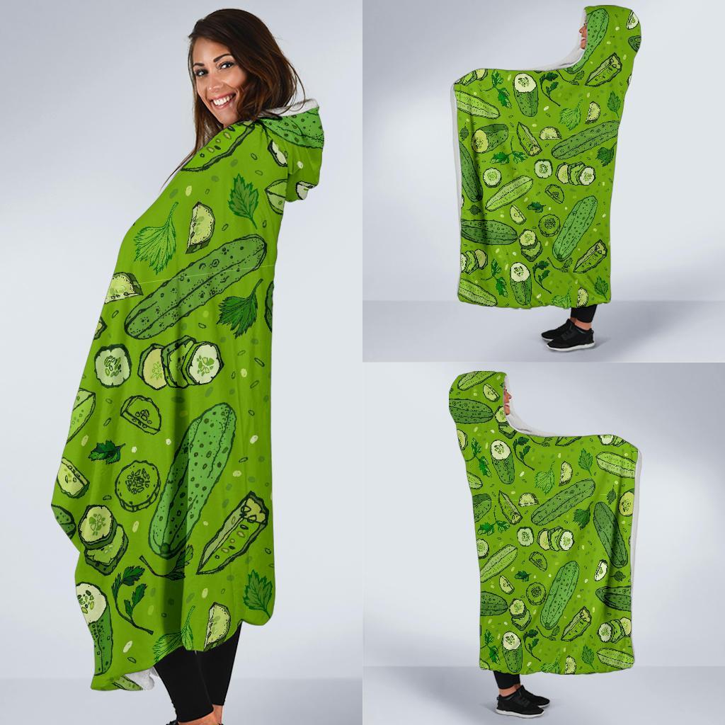 Pickle Cucumber Print Pattern Hooded Blanket-grizzshop