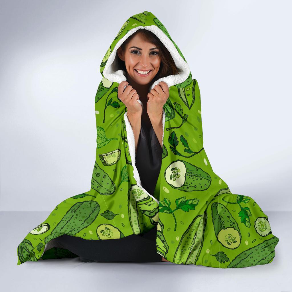 Pickle Cucumber Print Pattern Hooded Blanket-grizzshop