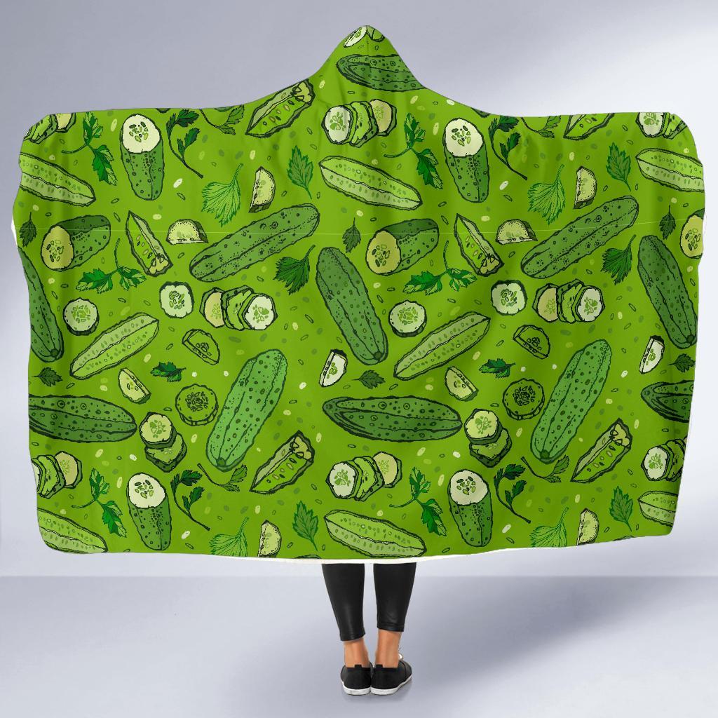 Pickle Cucumber Print Pattern Hooded Blanket-grizzshop