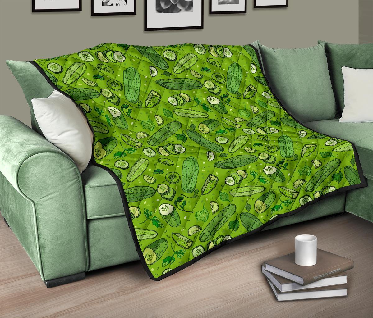 Pickle Cucumber Print Pattern Quilt-grizzshop