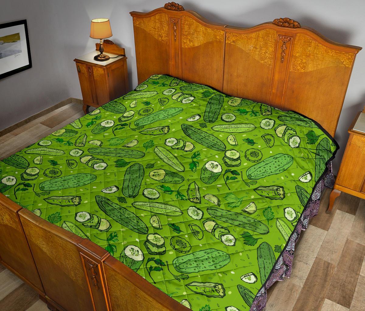 Pickle Cucumber Print Pattern Quilt-grizzshop