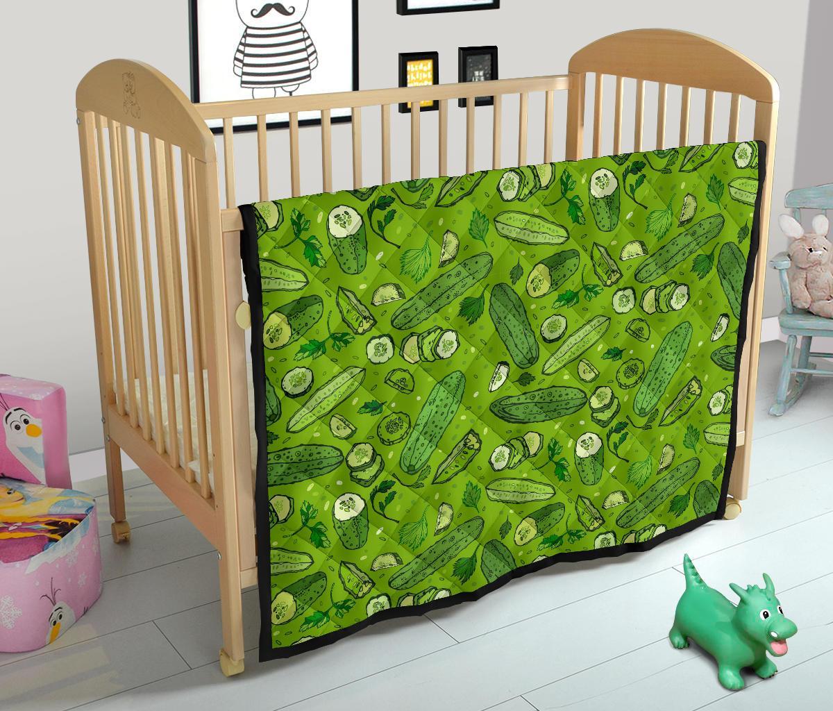 Pickle Cucumber Print Pattern Quilt-grizzshop