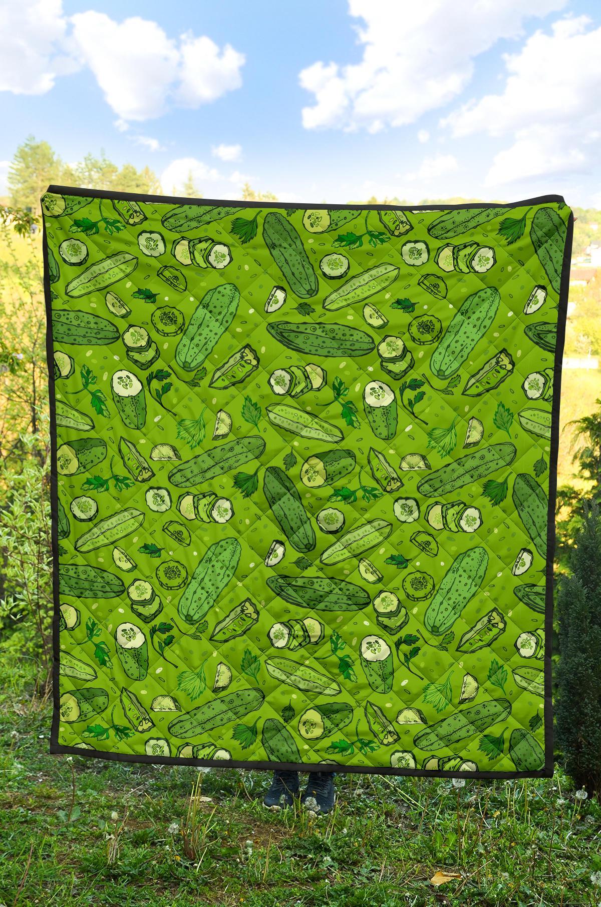 Pickle Cucumber Print Pattern Quilt-grizzshop