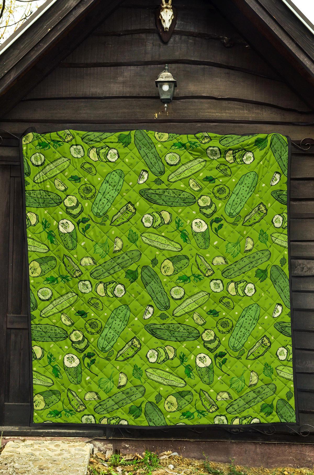 Pickle Cucumber Print Pattern Quilt-grizzshop