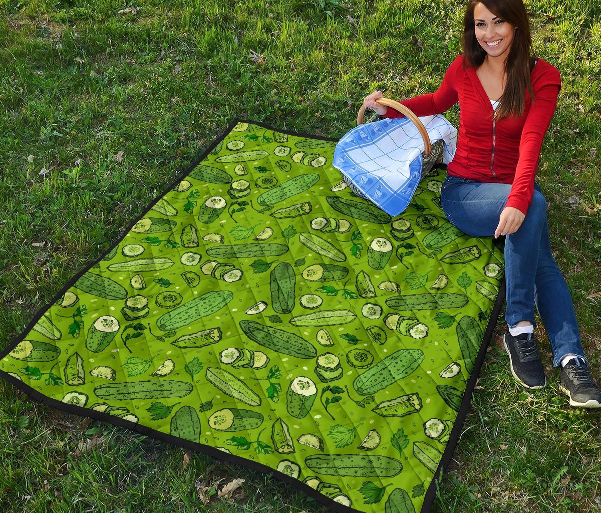 Pickle Cucumber Print Pattern Quilt-grizzshop