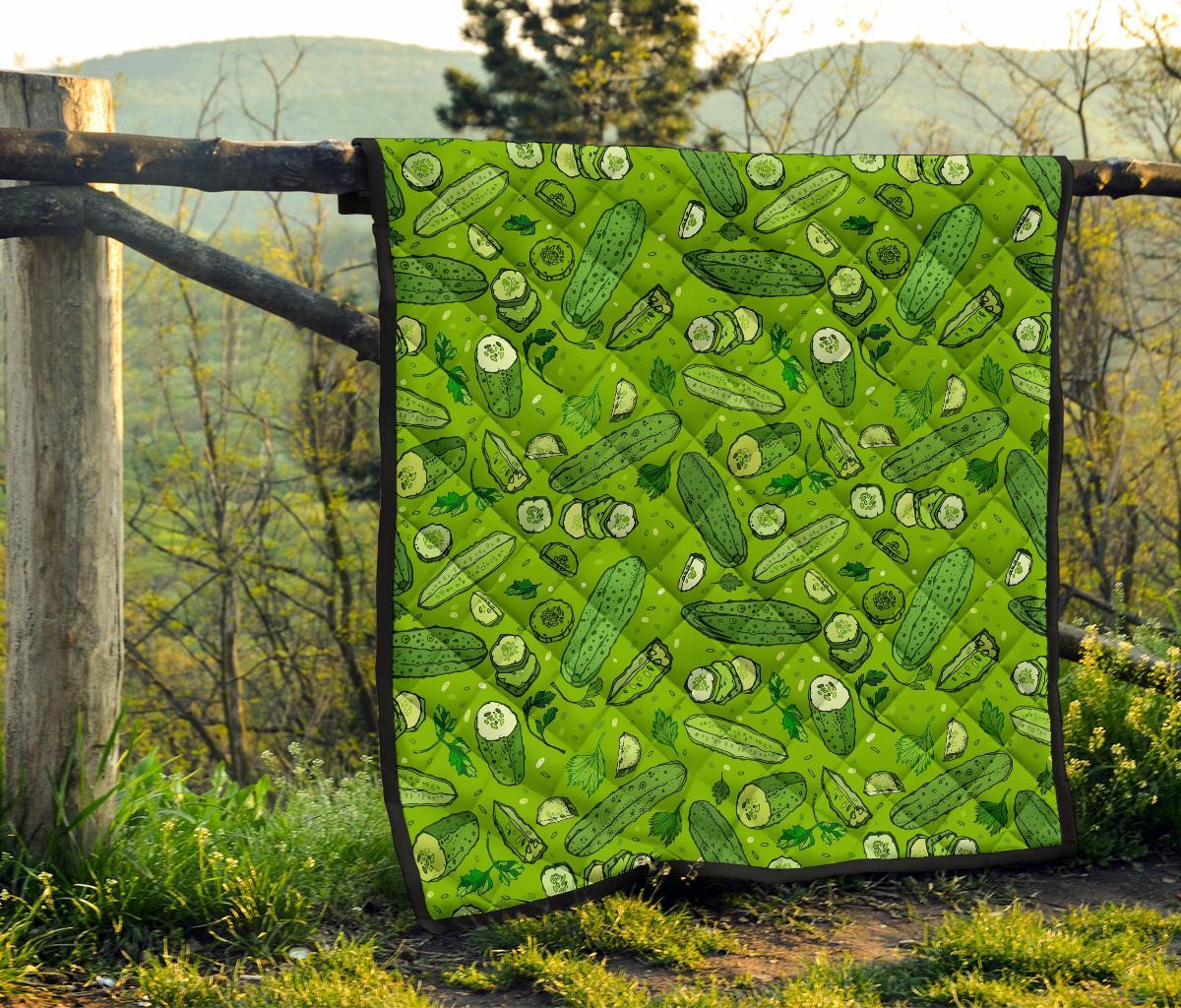 Pickle Cucumber Print Pattern Quilt-grizzshop