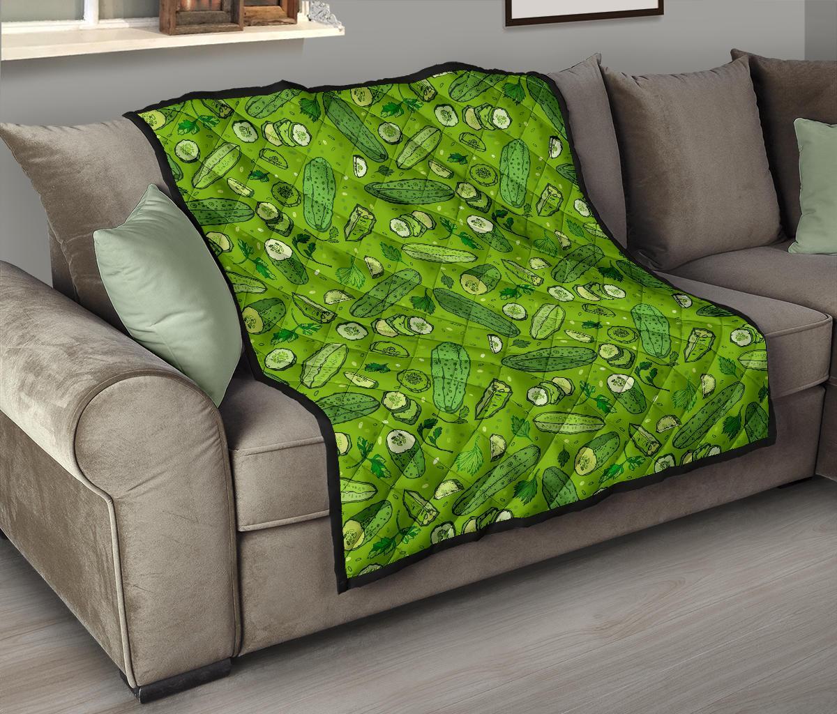 Pickle Cucumber Print Pattern Quilt-grizzshop