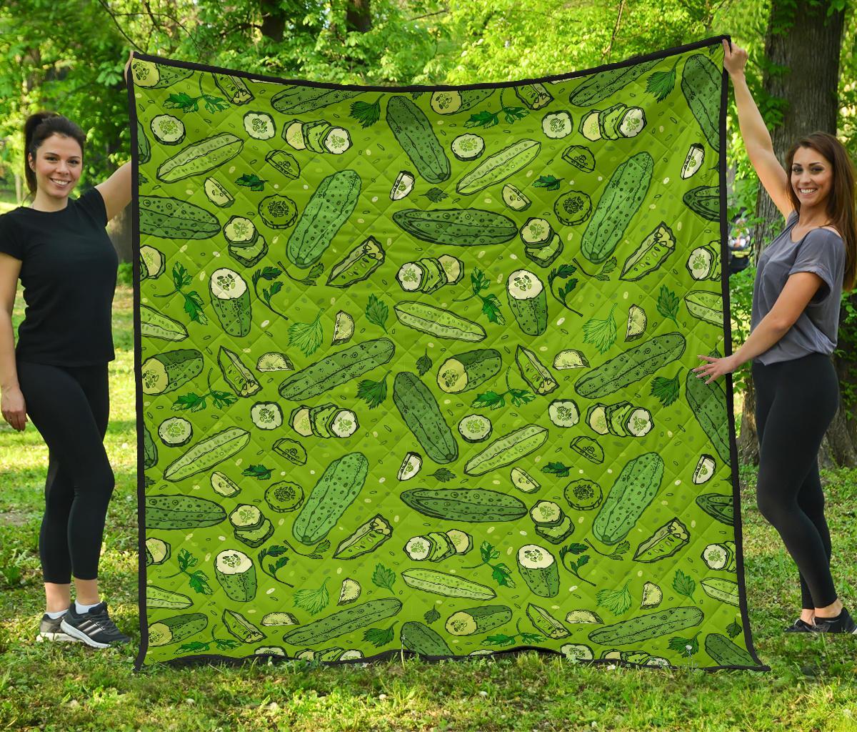 Pickle Cucumber Print Pattern Quilt-grizzshop