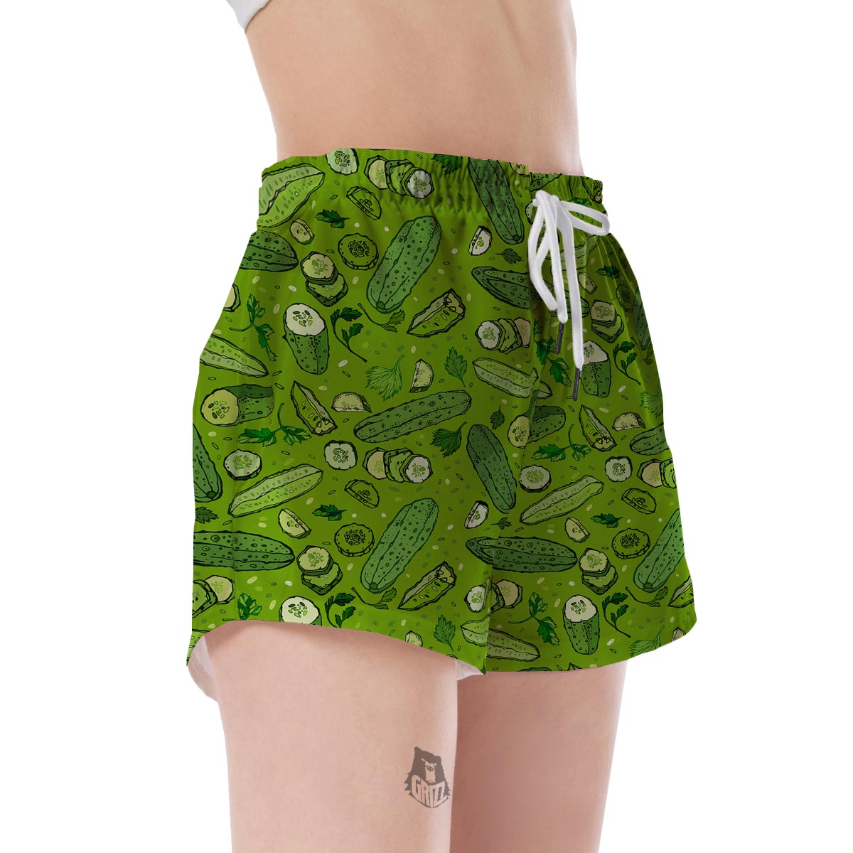 Pickle Cucumber Print Pattern Women's Shorts-grizzshop