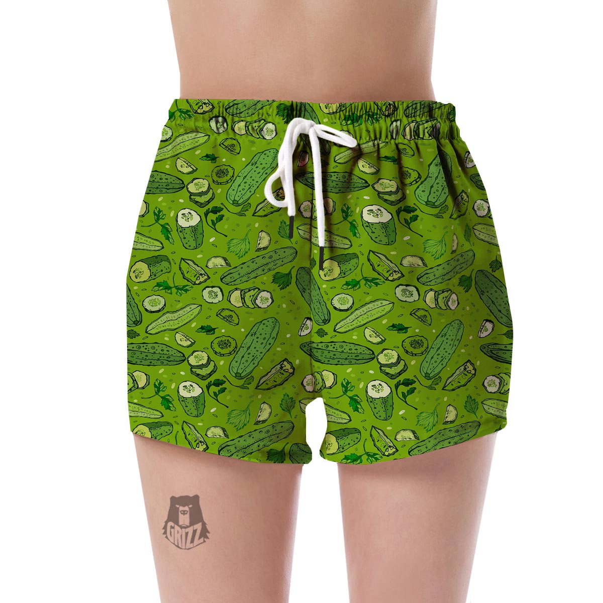 Pickle Cucumber Print Pattern Women's Shorts-grizzshop