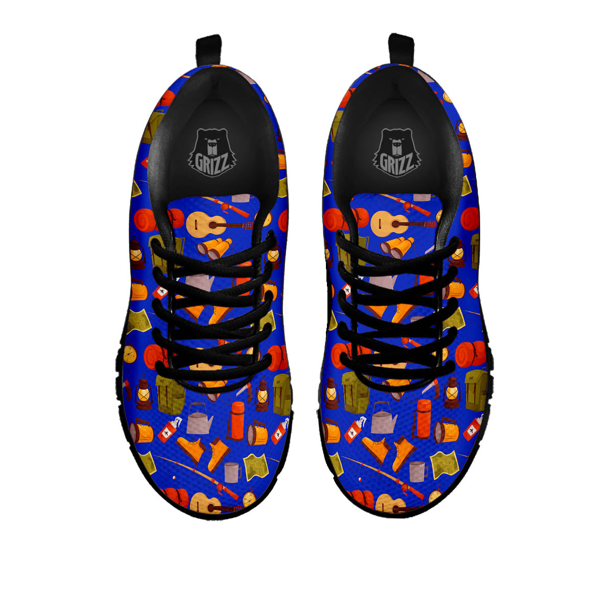 Picnic Camping Print Pattern Black Sneaker-grizzshop
