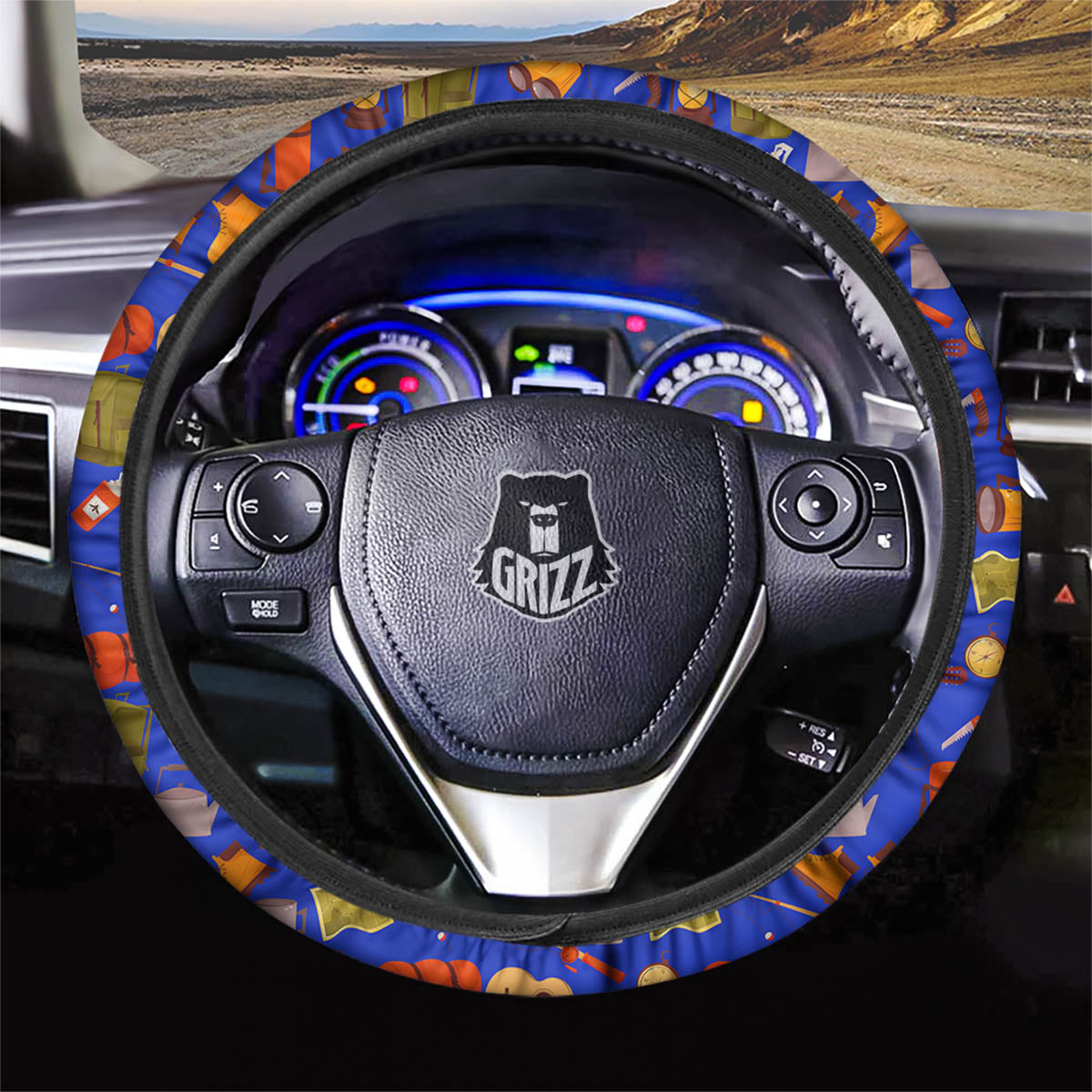 Picnic Camping Print Pattern Car Steering Wheel Cover-grizzshop