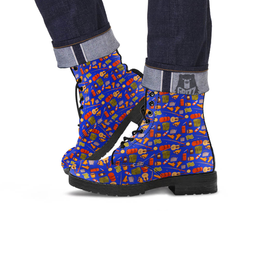 Picnic Camping Print Pattern Leather Boots-grizzshop