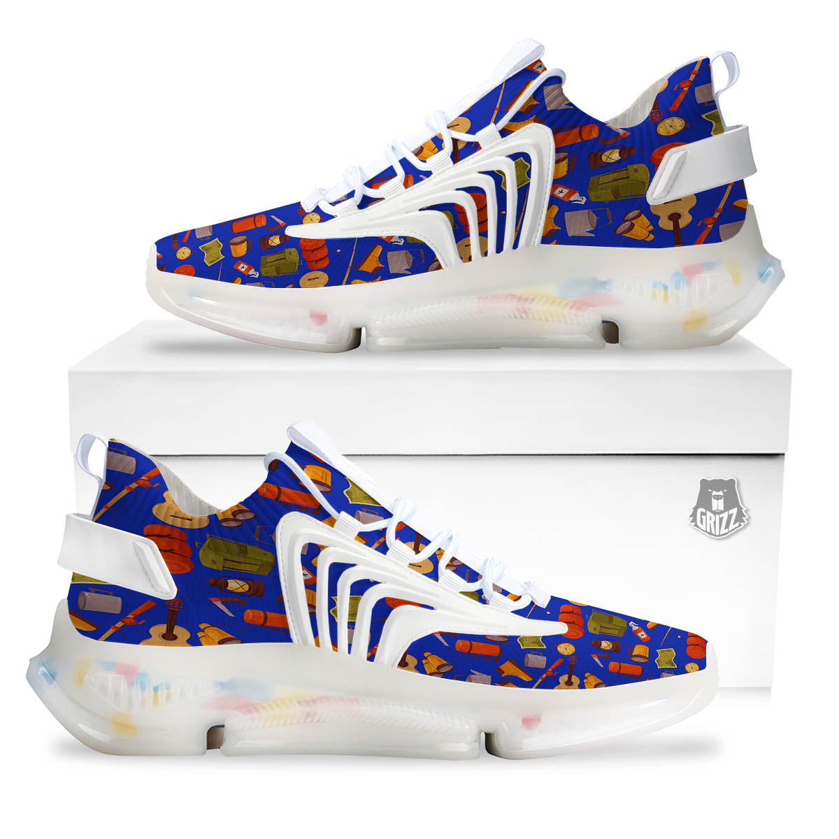 Picnic Camping Print Pattern White Gym Shoes-grizzshop