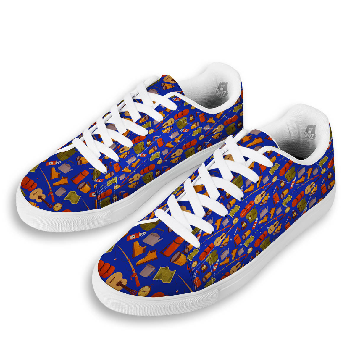 Picnic Camping Print Pattern White Low Top Sneakers-grizzshop