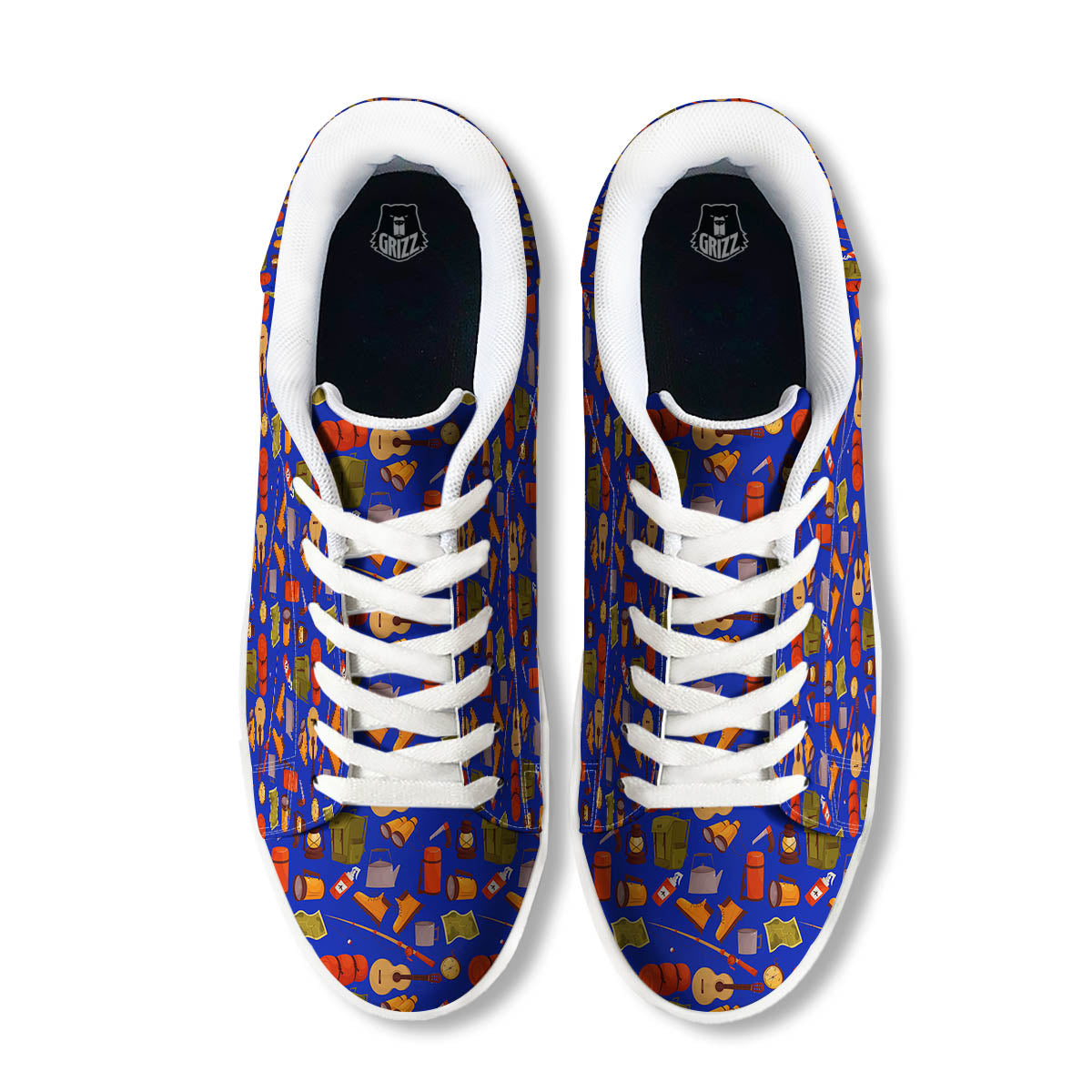 Picnic Camping Print Pattern White Low Top Sneakers-grizzshop