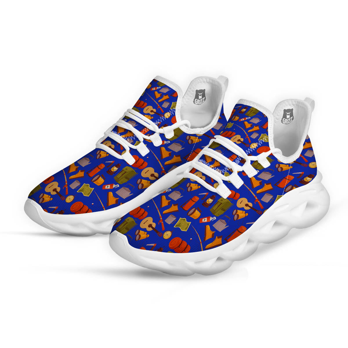 Picnic Camping Print Pattern White Running Shoes-grizzshop