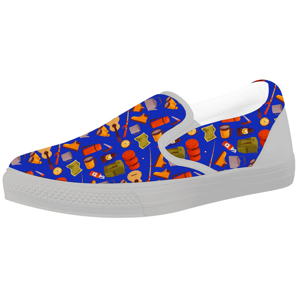 Picnic Camping Print Pattern White Slip On Shoes-grizzshop