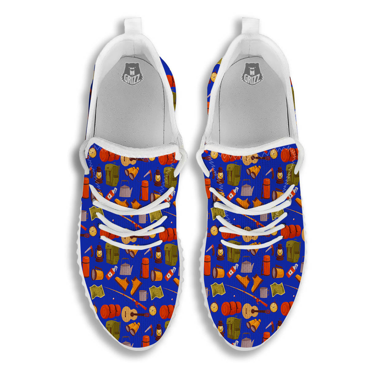Picnic Camping Print Pattern White Walking Shoes-grizzshop