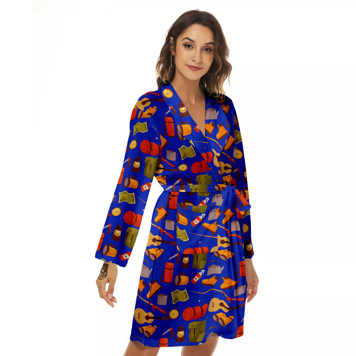Picnic Camping Print Pattern Women's Robe-grizzshop