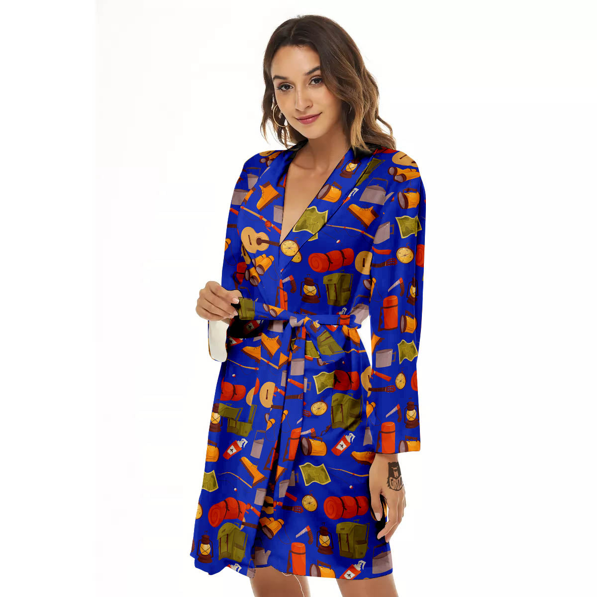 Picnic Camping Print Pattern Women's Robe-grizzshop